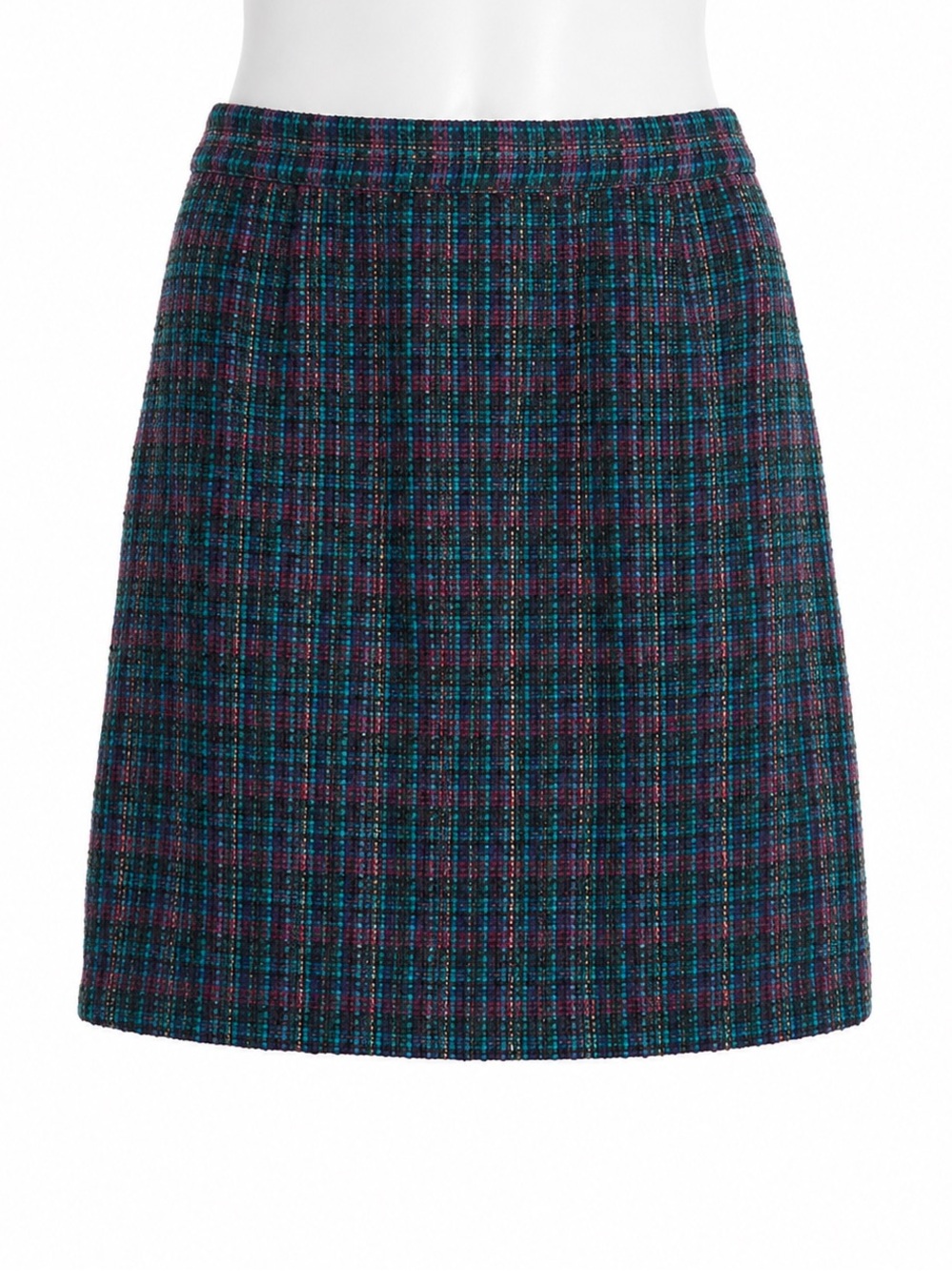 Size XS Vintage JLI’s Express Women’s Plaid Bouclé Mini Skirt Blue Purple